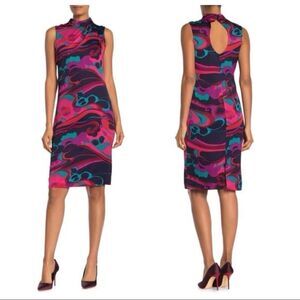 Trina Turk Abstract Multicolor Around Midnight Cutout Dress SZ 2